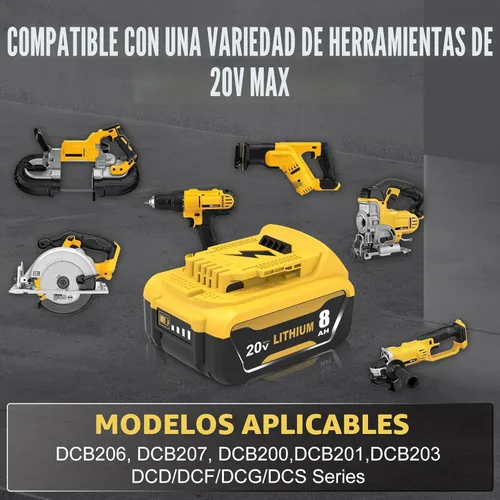 Miniatura 5 de Paquete de 2 piezas de reemplazo para batería de iones de litio Dewalt 20V 6.0Ah de alta capacidad 6,000mAh Reemplazo