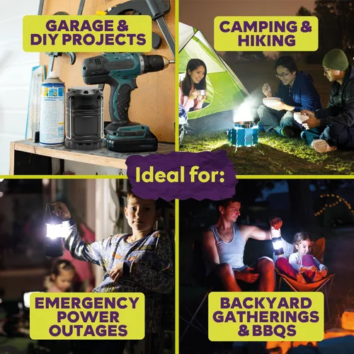 Miniatura 3 de ATack Linterna LED para campamento, funciona con pilas, paquete de 4 linternas de campamento para cortes de energía, luces colgantes plegables