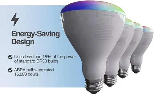 Miniatura 8 de Intermatic ABRA BR30 - Bombilla inteligente Wi-Fi, 750 lúmenes, LED RGB que cambia de color controlado por voz, compatible con Alexa y Google Home
