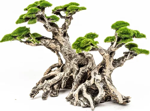 Novelsite Decoración de Pecera - Árboles Bonsái con Musgo Artificial - Rocas de Acuario para Paisajismo Acuático - Hecho de Arenisca, Decoraciones y