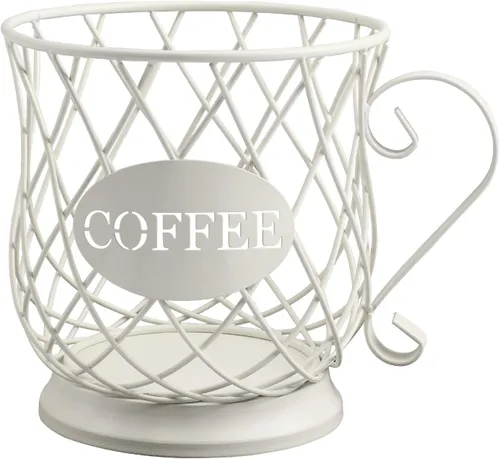 TreeLen Soporte para cápsulas de café de color blanco, tamaño mediano, con capacidad para 35 tazas K, organizador de tazas K, organizador de