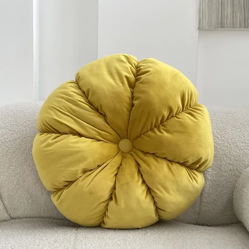 Miniatura 21 de MOJUN Almohada de terciopelo redonda, plisada, rellena, almohada decorativa para el hogar para sofá, silla, cama, automóvil, suelo