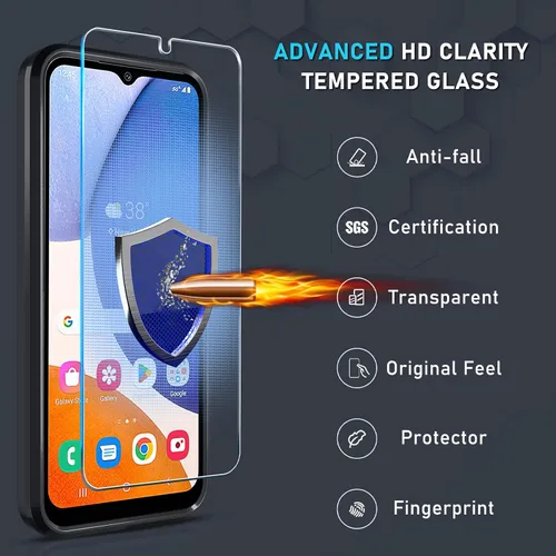 Miniatura 6 de Janmitta Funda compatible con Samsung Galaxy A14 5G con protector de pantalla + protector de lente de cámara, funda resistente de servicio pesado
