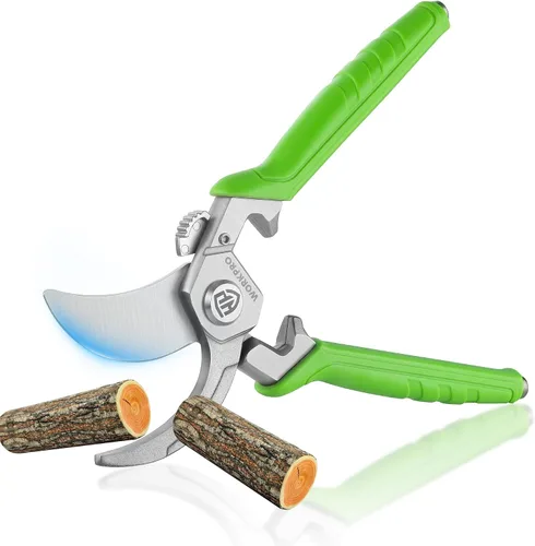 Miniatura 9 de WORKPRO Tijeras de podar de derivación de 8.5 pulgadas, tijeras de jardín profesionales con cuchillas de acero inoxidable forjado, capacidad