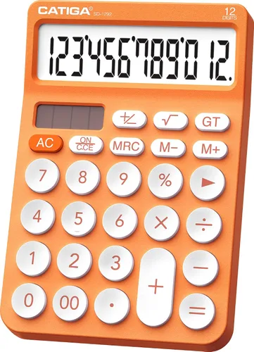 Miniatura 17 de CATIGA Calculadora de escritorio de 12 dígitos Calculadora de escritorio básica con pantalla LCD grande, botones grandes, 4 funciones, energía solar