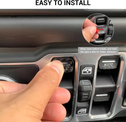 Miniatura 6 de Jimen Compatible con Jeep Wrangler JL JLU 2018-2023 y Jeep Gladiator JT 2020-2023, 4 piezas de cubiertas de interruptor de botón para ventana
