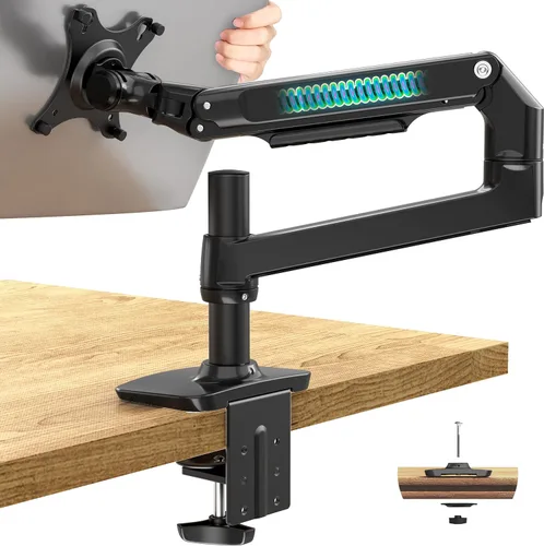 Miniatura 11 de Ergounion - Soporte de escritorio para tres monitores, soporta pantallas de hasta 40 pulgadas y 25 libras, soporte de escritorio totalmente Plateado