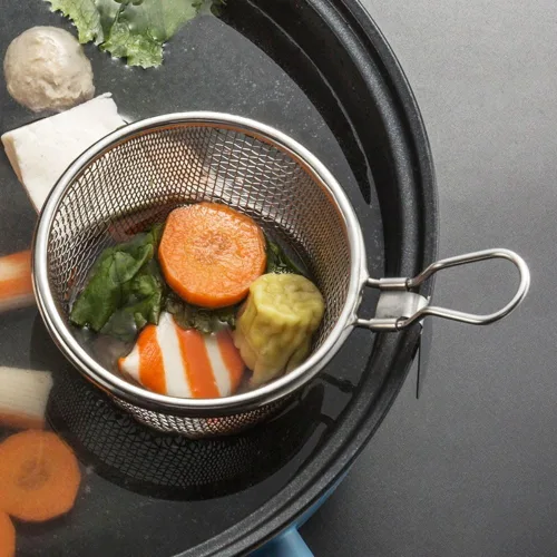 Miniatura 4 de 1 cesta de pasta de acero inoxidable, colador de fideos de bola de masa de araña de malla, colador de malla fina con asa, coladores de alimentos