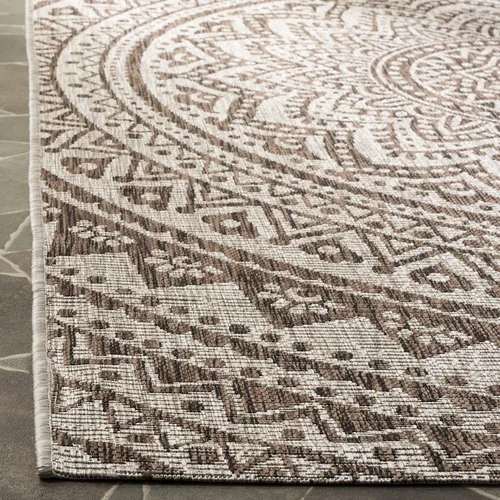Miniatura 3 de SAFAVIEH Alfombra lavable para exteriores, colección Courtyard - Pasillo de 2.3 x 8 pies, color beige claro y marrón claro, no desprende pelusa