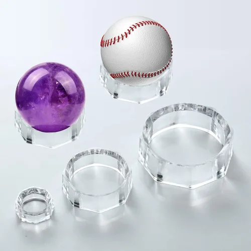 Soporte de exhibición de béisbol octágonos, soporte para esferas, anillo de béisbol transparente, soporte de esfera, soporte de exhibición redondo