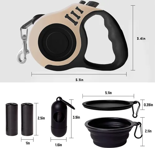 Miniatura 2 de Correa retráctil para perros pequeños y medianos, automática, telescópica, para mascotas, 10/16 pies, duradera y práctica, con recipiente plegable