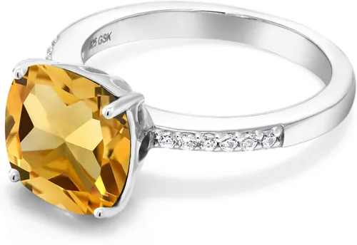 Miniatura 65 de Gem Stone King Anillo de compromiso de plata de ley 925 con piedra preciosa de corte cojín de 0.39 pulgadas Anillo de compromiso de aniversario