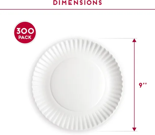 Miniatura 3 de Alitte Platos de papel desechables de 9 pulgadas - 300 unidades - Paquete al por mayor de platos de papel sin recubrimiento para uso diario