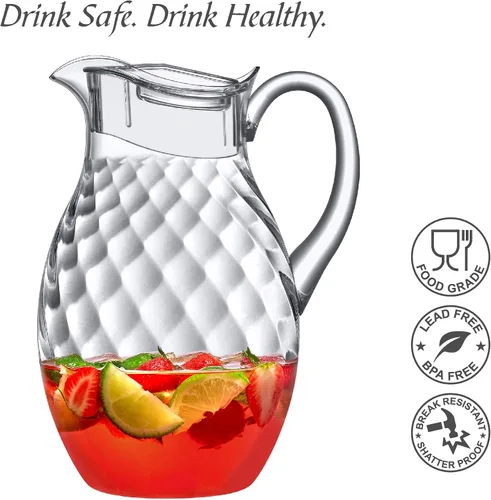 Miniatura 6 de Amazing Abby - Bubbly Whirly Grand - Jarra de plástico (96 oz, 3 cuartos), Jarra de agua transparente con tapa, Jarra de nevera, Libre de BPA, A