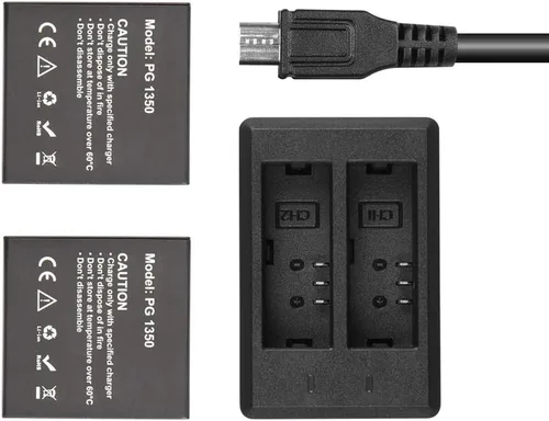 AKASO Brave 7 LE 2 x 1350mAh batería recargable de la cámara de acción con cargador dual USB