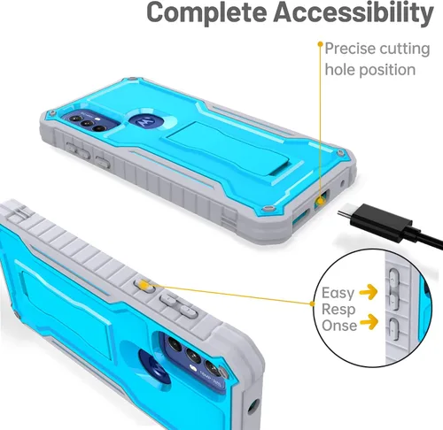 Miniatura 3 de FITO Funda para Moto G Play 2023, doble capa a prueba de golpes resistente para teléfono Motorola G Play 2023 con protector de pantalla, soporte Azul