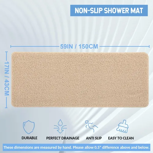 Miniatura 68 de Hargiis - Tapete antideslizante de secado rápido para tina y ducha, tapete exfoliante para pies, para baño, cocina u hotel, beige, 24 x 16 pulgadas