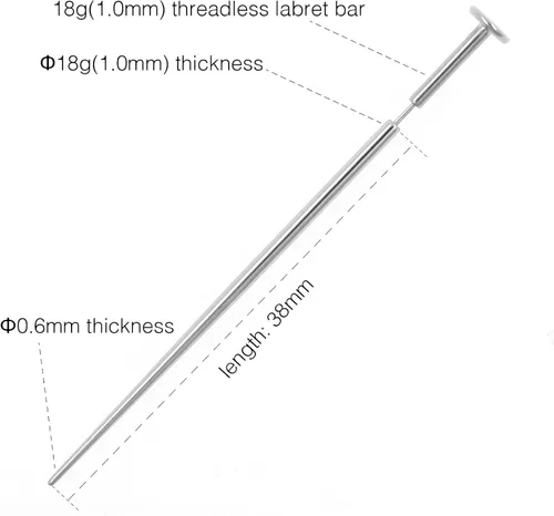 Miniatura 2 de NewkeepsR - Broche de titanio G23 de ajuste a presión 20g18g16g arete labret para labio monroe tragus