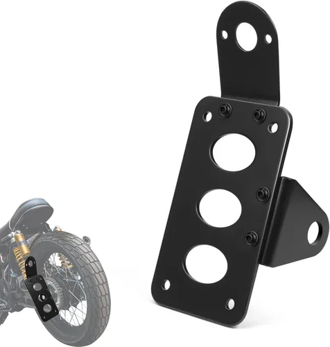 Miniatura 10 de Amazicha Soporte de placa de matrícula de montaje lateral curvado con agujero de eje de 3/4 pulgadas compatible con Harley Touring Sporster Bobber