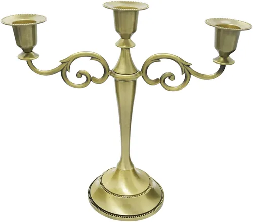 Miniatura 16 de Candelabro de 3 brazos de metal – Portavelas para candelabros para eventos formales, bodas, iglesia, decoración festiva, Halloween – Soporte Cobre