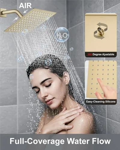 Miniatura 3 de Aolemi Juego de grifo de ducha, sistema de ducha de alta presión con rociador de mano 2 en 1, combo de accesorios de montaje en pared con válvula