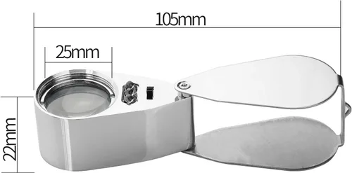 Miniatura 2 de Lupa de lupa de lente LED y UV iluminada 40X con construcción de metal y vidrio óptico con un estuche de transporte de viaje duradero y resistente