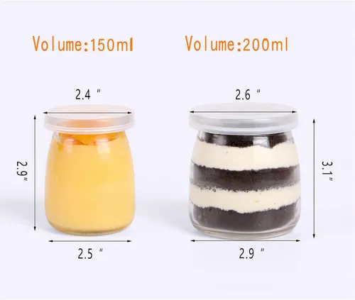 Miniatura 7 de Mini frasco de vidrio de 5.3 oz / 7 oz con tapa para pudín, yogur, caviar, hierbas, gelatina, mermeladas, miel, especias - Apto para lavavajillas