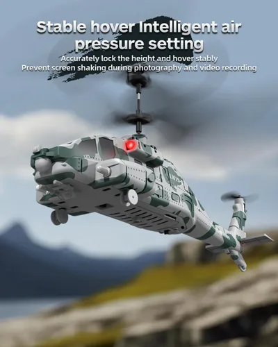 Miniatura 3 de Helicóptero RC con 10 misiles, helicóptero de control remoto LM19-F de 2.4 GHz, helicóptero militar para niños, luces LED, retención de altitud