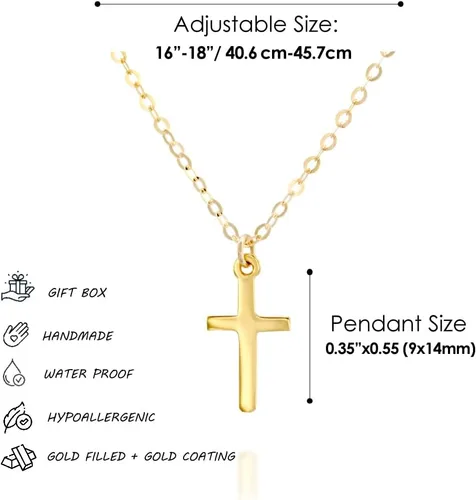 Miniatura 3 de Collar de cruz de oro para mujer, collares con colgante de cruz minimalista, longitud de 16 a 18 pulgadas, joyería cristiana hecha a mano, regalo