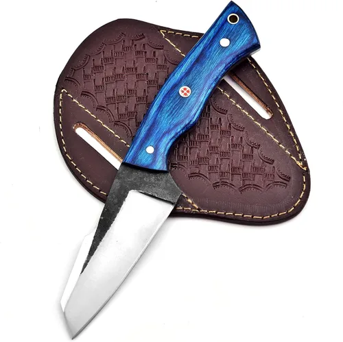 Hecho a mano 1095 cuchillo de caza de acero de alto carbono, cuchillo de vaquero, cuchillo de caza de hoja fija, con funda de cuero cuchillo táctico