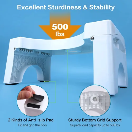 Miniatura 4 de Taburete plegable para inodoro para adultos, taburete portátil resistente de 7 pulgadas con espacio ambientador, taburete de asistencia de inodoro