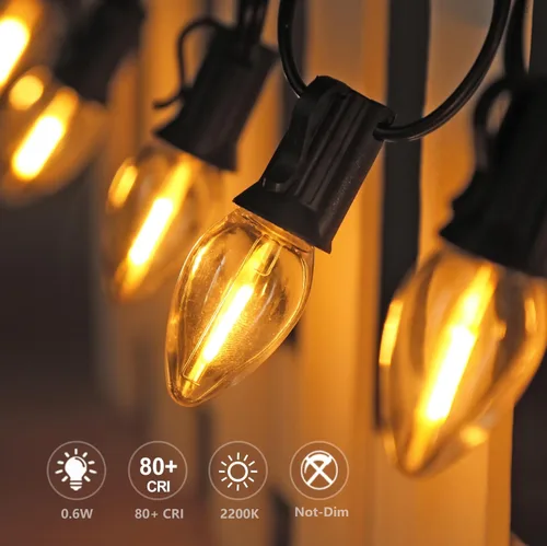 Miniatura 6 de Paquete de 25 bombillas LED C7 de luz nocturna, bombillas LED C7 de repuesto para cadena de luces de Navidad, 0.6 vatios equivalentes a 7 vatios, C7