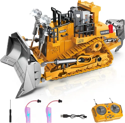 Miniatura 9 de KIZJORYA Excavadora de Control Remoto, Juguetes para Niños de 6-12 Años, Vehículos de Construcción Camión RC Recargable de 11 Canales con Sonido