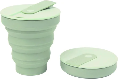 Taza de café plegable HuNu con tapa - Taza de silicona plegable reutilizable y apta para microondas, taza plegable, taza de viaje portátil para
