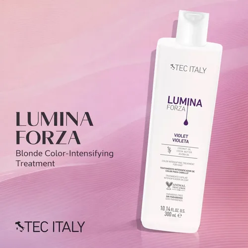Miniatura 2 de Tec Italy Lumina Forza - Tratamiento sin enjuague tonificante violeta para cabello rubio gris decolorado neutraliza tonos amarillos mejora