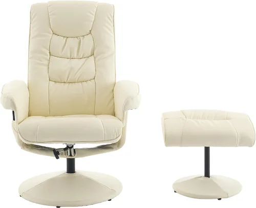 Miniatura 9 de Silla reclinable eléctrica de masaje con otomana, silla reclinable de piel sintética giratoria de 360° con vibración de 5 puntos, bolsillo lateral