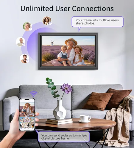 Miniatura 7 de Marco de fotos digital grande de 64GB de 15.6", marcos de fotos electrónicos WiFi Uhale con pantalla táctil FHD IPS de 1920 x 1080, compatible