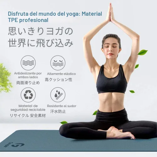 Miniatura 7 de Tapete de yoga antideslizante, ecológico, con funda de transporte, tapete de yoga profesional para mujeres, tapete de entrenamiento para el hogar