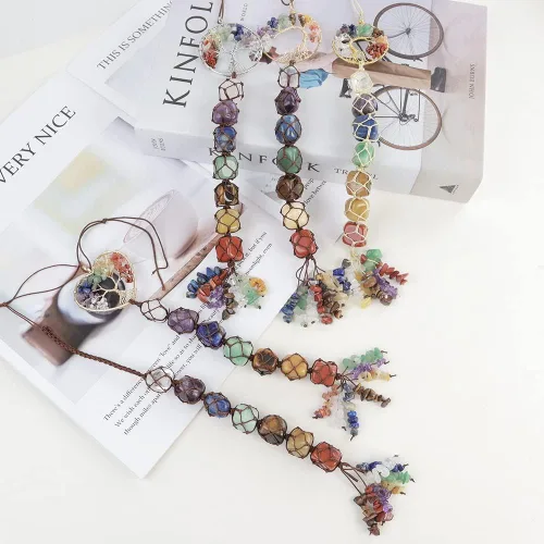 Miniatura 5 de Anjiucc Árbol de la vida de cristal curativo de 7 chakras para colgar en la pared, decoración de interiores, decoración de ventanas, meditación