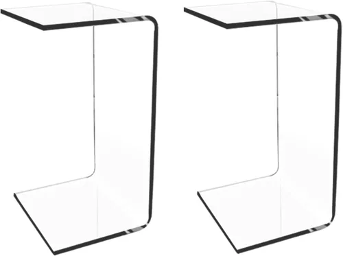 Miniatura 10 de Mesa auxiliar acrílica, 12 pulgadas de profundidad x 20 pulgadas de ancho x 10 pulgadas de alto, mesa auxiliar transparente multiusos en forma de C