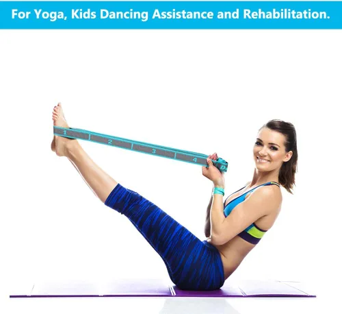 Miniatura 5 de Correa elástica para estiramiento de yoga, correa elástica multibucle para terapia física, pilates, yoga, danza y gimnasia, ejercicio y banda Azul