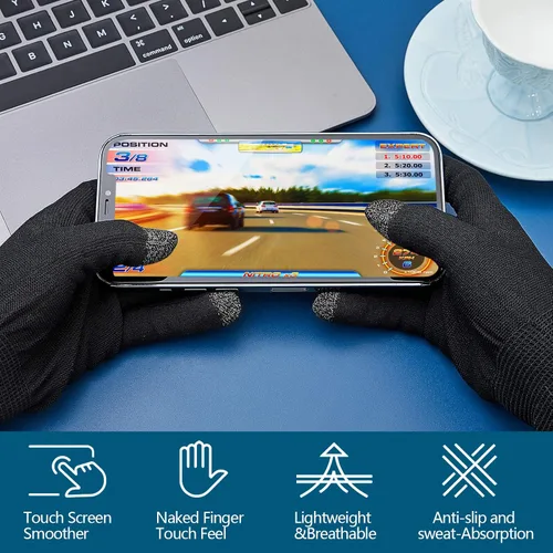 Miniatura 5 de Syhood PUBG - Juego de 4 pares de guantes de juego para videojuegos, controladores móviles, antisudor, transpirables, táctiles, altamente sensibles