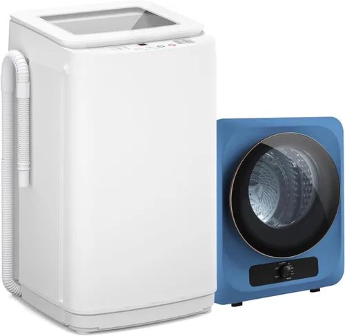 Auertech Portable Washer and Dryer Combo Set, 14 lbs Fully Automatic Washing Machine & 1.5 Cu.Ft Portable Clothes Dryers, Built-in Drain Pump,