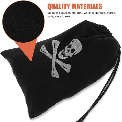 Miniatura 7 de Healifty 20 bolsas de tela de monedas piratas con cordón para caza del tesoro para fiesta de Halloween, almacenamiento de joyas de dulces, 6.1 x 4.5