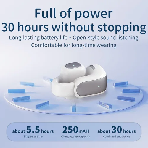 Miniatura 6 de Auriculares inalámbricos con clip de oreja abierta, Bluetooth 5.4, con clip, reducción de ruido de llamadas ENC, comodidad ligera, ajuste estable