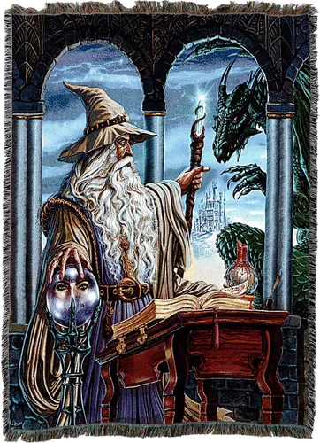 Miniatura 4 de Pure Country Weavers Ed Beard Jr - Manta de dragón de Wizard's Emissary - Manta de regalo de fantasía tejida de algodón, fabricada en los Estados