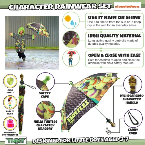 Miniatura 4 de Nickelodeon TMNT - Juego de ropa de lluvia para niños pequeños de 2 a 3 años