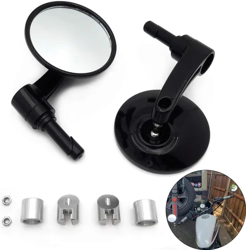 MT448- Negro 7/8" 1" 0.866 in 0.984 in Espejo de extremo de barra redonda Diamante corte hacia abajo Café Compatible con H-D Reemplazo de 56000133A
