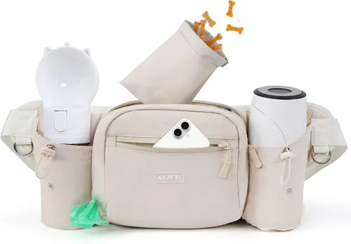 AGPTEK Riñonera para pasear perros, bolsa de entrenamiento de perros de gran capacidad, bolsa de cintura con bolsa extraíble para aperitivos,