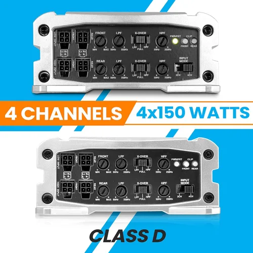 Miniatura 3 de Pyle Sistema de amplificador de audio resistente a la intemperie de 4 canales: puente máximo de 1200 W, estéreo de 800 W máximo diseñado para ATV